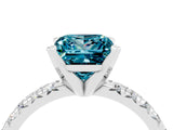 White gold Princess Cut Blue Topaz Solitaire Pavé Engagement Ring with Round Band and Prong Setting_70