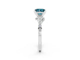 White gold Princess Cut Blue Topaz Solitaire Ring with Crossover Gallery and Round  Pavé Band_14