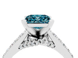 White gold Princess Cut Blue Topaz Solitaire Ring with Crossover Gallery and Round  Pavé Band_16