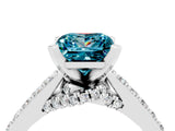 White gold Princess Cut Blue Topaz Solitaire Ring with Crossover Gallery and Round  Pavé Band_40