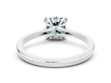 White gold Princess Cut Blue Topaz Solitaire Ring with Flower Prong Setting and Classic Band_49