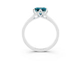 White gold Princess Cut Blue Topaz Solitaire Ring with Flower Prong Setting and Classic Band_52