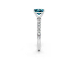 White gold Princess Cut Blue Topaz Solitaire Ring with Pavé Accents and Four-Prong Setting_2