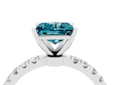 White gold Princess Cut Blue Topaz Solitaire Ring with Pavé Accents and Four-Prong Setting_4
