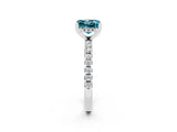 White gold Princess Cut Blue Topaz Solitaire Ring with Pavé Band and Four-Prong Setting_38