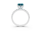 White gold Princess Cut Blue Topaz Solitaire Ring with Pavé Band and Four-Prong Setting_39