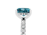 White gold Princess Cut Blue Topaz Solitaire Ring with Pavé Band and Four-Prong Setting_41