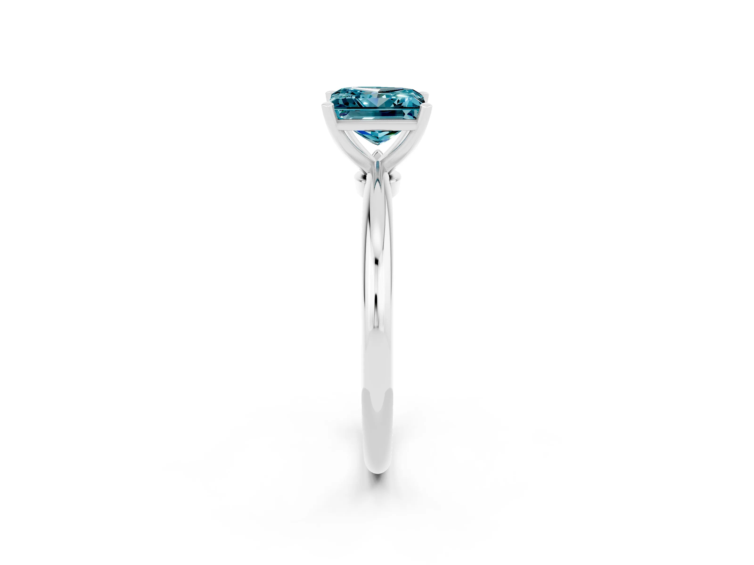 White gold Princess Cut Blue Topaz Solitaire Ring with Six-Prong Setting and Classic Band_26