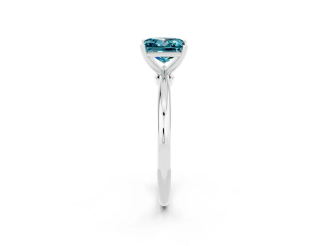 White gold Princess Cut Blue Topaz Solitaire Ring with Six-Prong Setting and Classic Band_26