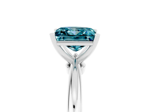 White gold Princess Cut Blue Topaz Solitaire Ring with Six-Prong Setting and Classic Band_29