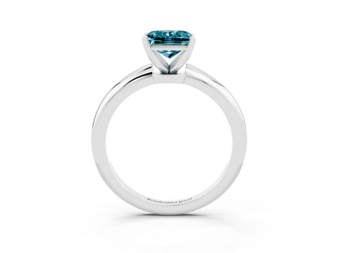White gold Princess Cut Blue Topaz Solitaire Ring with Six-Prong Setting and Classic Band_39