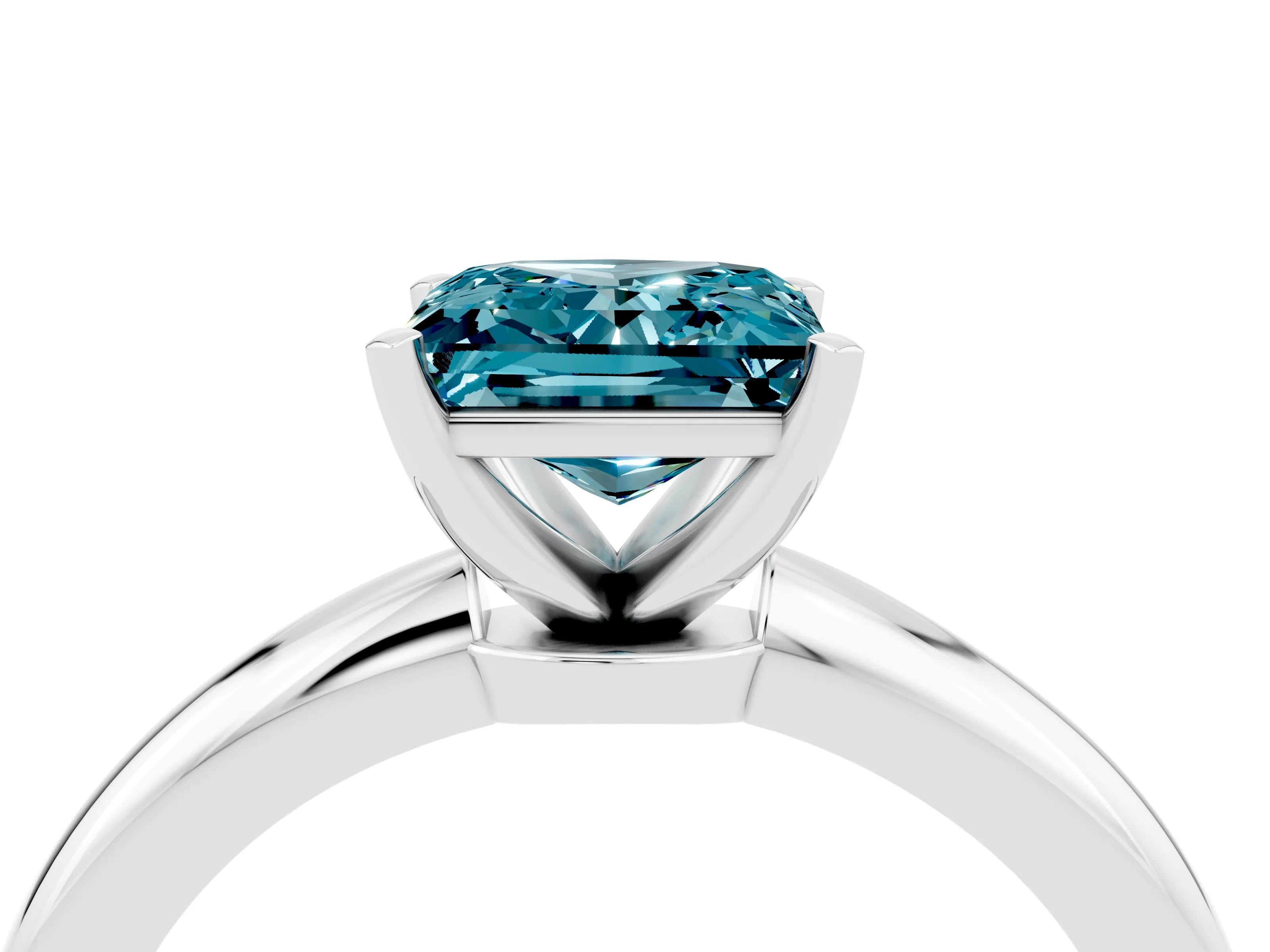 White gold Princess Cut Blue Topaz Solitaire Ring with Six-Prong Setting and Classic Band_40