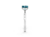White gold Princess Cut Blue Topaz Solitaire Ring with Thin Band and Four-Prong Setting_2
