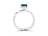 White gold Princess Cut Blue Topaz Solitaire Ring with Thin Band and Four-Prong Setting_3