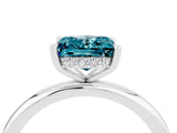 White gold Princess Cut Blue Topaz Solitaire Ring with Thin Band and Four-Prong Setting_4