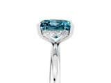 White gold Princess Cut Blue Topaz Solitaire Ring with Thin Band and Four-Prong Setting_5
