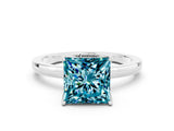 White gold Princess Cut Blue Topaz Solitaire Ring with Thin Band and Prong Setting_12
