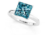 White gold Princess Cut Blue Topaz Solitaire Ring with Thin Band and Prong Setting_13