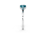 White gold Princess Cut Blue Topaz Solitaire Ring with Thin Band and Prong Setting_14