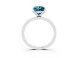 White gold Princess Cut Blue Topaz Solitaire Ring with Thin Band and Prong Setting_15