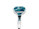 White gold Princess Cut Blue Topaz Solitaire Ring with Thin Band and Prong Setting_17