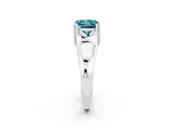 White gold Princess Cut Blue Topaz Solitaire Ring with Wide Band and Prong Setting_2