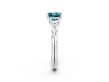 White gold Princess Cut Blue Topaz Solitaire Twist Band Prong Setting Ring_56