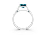 White gold Princess Cut Blue Topaz Solitaire Twist Band Prong Setting Ring_57