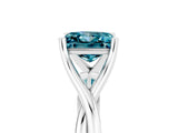 White gold Princess Cut Blue Topaz Solitaire Twist Band Prong Setting Ring_59