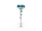 White gold Princess Cut Blue Topaz Solitaire Twisted Band with Round  Accents and Prong Setting_14