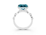 White gold Princess Cut Blue Topaz Solitaire Twisted Band with Round  Accents and Prong Setting_15