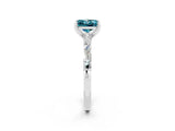 White gold Princess Cut Blue Topaz Solitaire with Side Baguettes and Channel Set Band_2