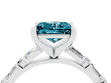 White gold Princess Cut Blue Topaz Solitaire with Side Baguettes and Channel Set Band_4