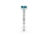 White gold Princess Cut Blue Topaz Solitaire with Side Stones, Pave Band, Four-Prong Setting_26