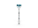White gold Princess Cut Blue Topaz Solitaire with Side Stones on a Pavé Band and Four-Prong Setting_2