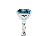 White gold Princess Cut Blue Topaz Solitaire with Side Stones on a Pavé Band and Four-Prong Setting_5
