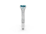 White gold Princess Cut Blue Topaz Split Shank Engagement Ring with Pavé Band_2