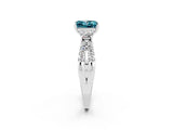 White gold Princess Cut Blue Topaz Three-Stone Ring with Pavé Split Shank and Four-Prong Setting_2