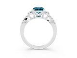 White gold Princess Cut Blue Topaz Three-Stone Ring with Pavé Split Shank and Four-Prong Setting_3