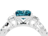 White gold Princess Cut Blue Topaz Three-Stone Ring with Pavé Split Shank and Four-Prong Setting_4