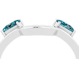White gold Princess Cut Blue Topaz Two-Stone Open Band Ring with Four-Prong Setting_10