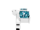 White gold Princess Cut Blue Topaz Two-Stone Open Band Ring with Four-Prong Setting_11