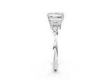 White gold Princess Cut Brilliant Diamond Solitaire Ring with Pear Side Stones and Four-Prong Setting_14