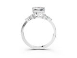 White gold Princess Cut Brilliant Diamond Solitaire Ring with Pear Side Stones and Four-Prong Setting_15