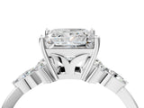 White gold Princess Cut Brilliant Diamond Solitaire Ring with Pear Side Stones and Four-Prong Setting_16