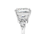 White gold Princess Cut Brilliant Diamond Solitaire Ring with Pear Side Stones and Four-Prong Setting_17