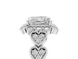 White gold Princess Cut Brilliant Milgrain Pave Heart Band Solitaire Ring_167