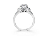 White gold Princess Cut Brilliant Three-Stone Diamond Ring with Pavé Band and Four-Prong Setting_10