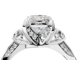 White gold Princess Cut Brilliant Three-Stone Diamond Ring with Pavé Band and Four-Prong Setting_11