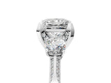 White gold Princess Cut Brilliant Three-Stone Diamond Ring with Pavé Band and Four-Prong Setting_12